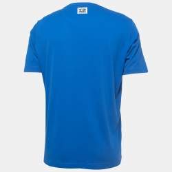 Love Moschino Blue Logo Print Cotton Crew Neck T-Shirt L