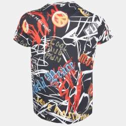 Love Moschino Multicolor Grafitti Printed Cotton Knit T-Shirt L