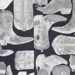 Love Moschino Grey Boots Print Poplin Shirt XL