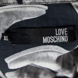 Love Moschino Grey Boots Print Poplin Shirt XL