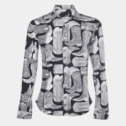 Love Moschino Grey Boots Print Poplin Shirt XL
