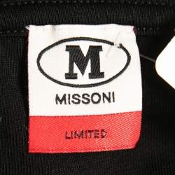 Pre Owned M Missoni Limited Black Cotton M Patterned Knit Detail Half Sleeve T-Shirt M