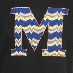 Pre Owned M Missoni Limited Black Cotton M Patterned Knit Detail Half Sleeve T-Shirt M
