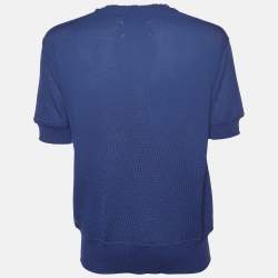 Pre Owned Maison Martin Margiela Navy Blue Wool Knit Crewneck T-Shirt XL