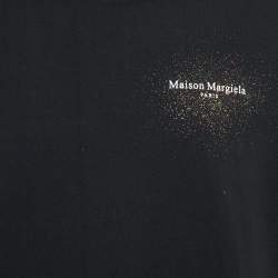 Pre Owned Maison Martin Margiela Black Printed Cotton Crew Neck T-Shirt XL
