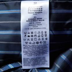 Pre Owned Maison Margiela Navy Blue Striped Satin Padded Overshirt L