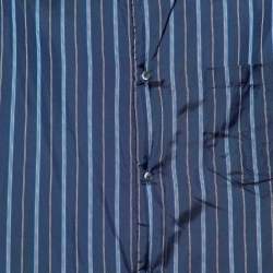 Pre Owned Maison Margiela Navy Blue Striped Satin Padded Overshirt L