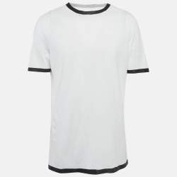 Maison Martin Margiela White Contrast Print Jersey Crew Neck-T-Shirt XL