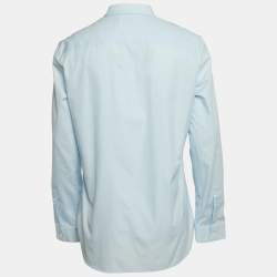 Maison Martin Margiela Blue Tulle Trim Collar Cotton Shirt XXL