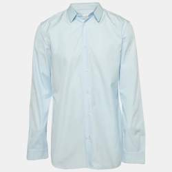 Maison Martin Margiela Blue Tulle Trim Collar Cotton Shirt XXL