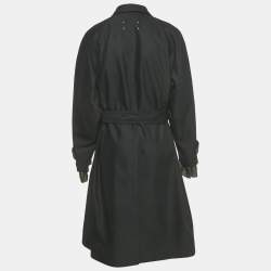 Pre Owned Maison Martin Margiela Black Gabardine Belted Coat L
