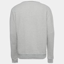 Pre Owned Maison Martin Margiela Grey Logo Embroidered Cotton Sweatshirt L