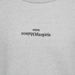 Pre Owned Maison Martin Margiela Grey Logo Embroidered Cotton Sweatshirt L