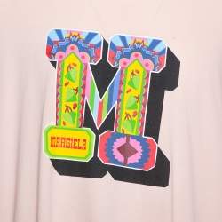 Pre Owned Maison Martin Margiela Baby Pink M Logo Print Cotton Oversized Distressed T-Shirt M