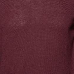 Pre Owned Maison Martin Margiela Burgundy Knit Suede Patch Detailed Jumper L