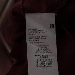 Pre Owned Maison Martin Margiela Burgundy Knit Suede Patch Detailed Jumper L