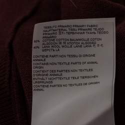 Pre Owned Maison Martin Margiela Burgundy Knit Suede Patch Detailed Jumper L
