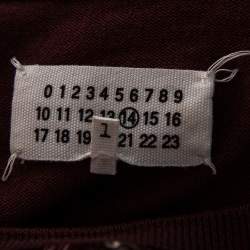 Pre Owned Maison Martin Margiela Burgundy Knit Suede Patch Detailed Jumper L