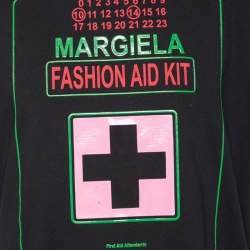 Pre Owned تي شيرت ميزون مارتن مارجيلا  قطن بطبعة فاشون إيد كيت أسود  مقاس متوسط - ميديوم