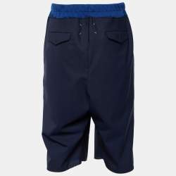 Pre Owned Maison Martin Margiela Navy Blue Wool Regular Shorts L