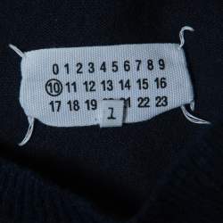 Pre Owned Maison Martin Margiela Navy Blue Wool Crew Neck Sweater L
