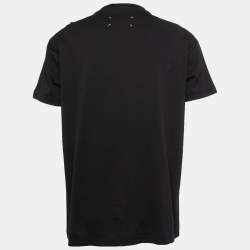 Pre Owned Maison Martin Margiela Black Printed Cotton Half Sleeve T-Shirt M