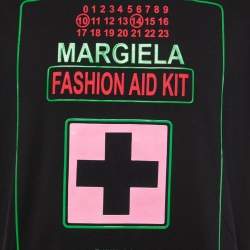Pre Owned Maison Martin Margiela Black Printed Cotton Half Sleeve T-Shirt M