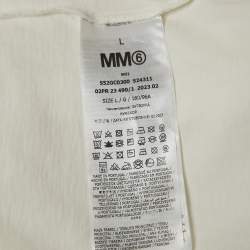 Pre Owned Maison Martin Margiela White Cotton Numbers Patch Half Sleeve T-Shirt L