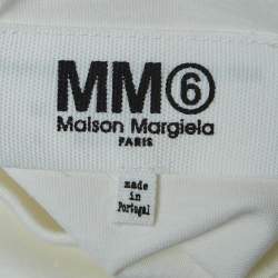 Pre Owned Maison Martin Margiela White Cotton Numbers Patch Half Sleeve T-Shirt L