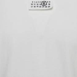 Pre Owned Maison Martin Margiela White Cotton Numbers Patch Half Sleeve T-Shirt L