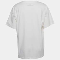 Pre Owned Maison Martin Margiela White Cotton Numbers Patch Half Sleeve T-Shirt L