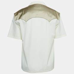 Pre Owned Maison Martin Margiela Beige Satin Trim Yoke Cotton Short Sleeve Shirt XL