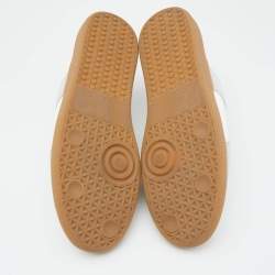 Pre Owned Maison Martin Margiela White/Grey Leather and Suede Replica Sneakers Size 47