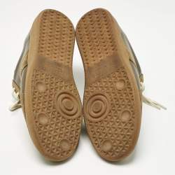 Pre Owned Maison Martin Margiela Dark Green Leather and Suede Tabi Low Top Sneakers Size 44