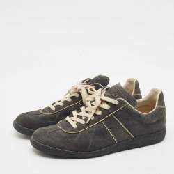 Pre Owned Maison Martin Margiela Dark Grey Suede Tabi Low Top Sneakers Size 44