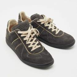 Pre Owned Maison Martin Margiela Dark Grey Suede Tabi Low Top Sneakers Size 44