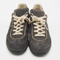 Pre Owned Maison Martin Margiela Dark Grey Suede Tabi Low Top Sneakers Size 44