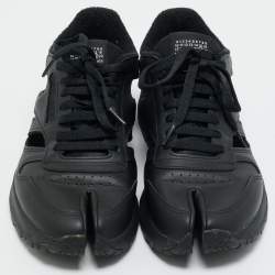 Pre Owned Maison Martin Margiela x Reebok Black Leather Tabi Sneakers Size 43