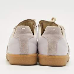 Pre Owned Maison Martin Margiela Purple Leather and Suede Replica Lace Up Sneakers Size 42