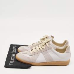 Pre Owned Maison Martin Margiela Purple Leather and Suede Replica Lace Up Sneakers Size 42