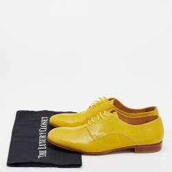 Pre Owned Maison Martin Margiela Yellow Lizard Embossed Leather Lace Up Derby Size 39