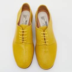 Pre Owned Maison Martin Margiela Yellow Lizard Embossed Leather Lace Up Derby Size 39