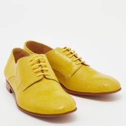 Pre Owned Maison Martin Margiela Yellow Lizard Embossed Leather Lace Up Derby Size 39