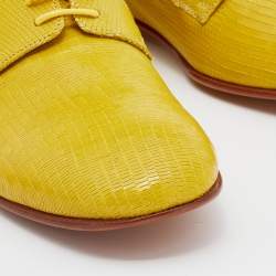 Pre Owned Maison Martin Margiela Yellow Lizard Embossed Leather Lace Up Derby Size 39