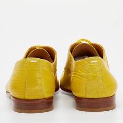 Pre Owned Maison Martin Margiela Yellow Lizard Embossed Leather Lace Up Derby Size 39
