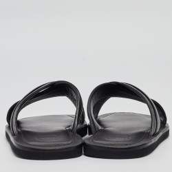 Malone Souliers Black Textured Leather Slides Size 43