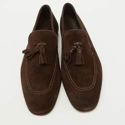 Manolo Blahnik Brown Suede Chester Tassel Loafers Size 40