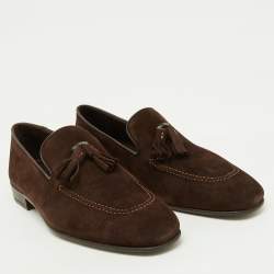 Manolo Blahnik Brown Suede Chester Tassel Loafers Size 40