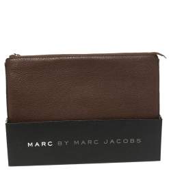Marc by Marc Jacobs Brown Pebbled Leather Laptop Zip Case
