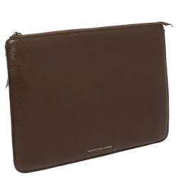 Marc by Marc Jacobs Brown Pebbled Leather Laptop Zip Case